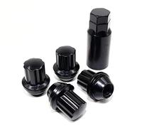 Set of 4 Veritek 14x1.5mm 1.5 Inch 21mm 22mm Key Hex Black Large Acorn Conical Seat Wheel Locks for Tesla Factory Wheels VPE-NFDBKV2TS