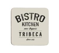 Set of 4 Vintage Cafe Style Coasters Bistro Kitchen Glass Coaster Drinks Mats
