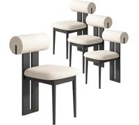Set of 4 Vintage French Dining Chairs Solid Wood Upholstered Backrest Armless Design Perfect for Dining Room Living Room Bedroom Bar Medieval Retro Style.