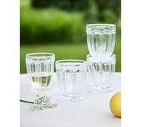 Set of 4 Vintage Luxury Clear Embossed Short Drinking Glass Whiskey Glass Tumblers Wine Goblets Festive Christmas Decor Glassware 340ml Dibor Clear 4 Pack