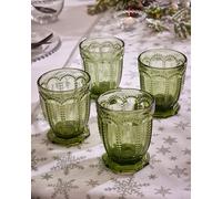Set of 4 Vintage Luxury Green Embossed Short Whiskey Glass Tumblers Wine Goblets Festive Christmas Decor Glassware 290ml Dibor Green 4 Pack