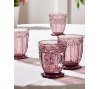 Set of 4 Vintage Luxury Purple Embossed Short Drinking Glass Whiskey Glass Tumblers Festive Christmas Decor Glassware 290ml Dibor Purple 4 Pack