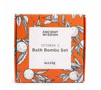 Set of 4 Vitamin C Bath Bombs - Aromatherapy Quartet | Nourishing Ingredients, Uplifting Citrus Scents, Paraben & Sulphate Free, Cruelty-Free