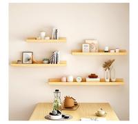 Set of 4 Wall Mounted Floating Shelves - Wooden Decorative Racks with Lip for Picture Ledge Display in Bedroom Living Room Kitchen Home Office - Original Wood Color Storage Solution
