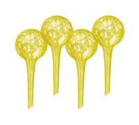 Relaxdays Watering Globes, Set of 4, Glass, Small, HxD: 15 x 9 cm, Balls for Automatic Irrigation on Holiday, Yellow