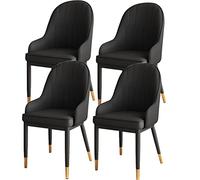 Set of 4 Waterproof Faux Leather Dining Chairs with Metal Legs Stylish Reception and Living Room Seating for Kitchen Dining Room and Bedroom.