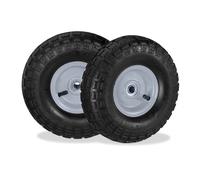 Set of 4 Wheelbarrow Wheels 3.5-4 Steel Rim Replacement Pneumatic Black/Grey