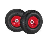 Set of 4 Wheelbarrow Wheels 3.5-4 Steel Rim Replacement Tyre Black Pneumatic Red