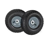 Set of 4 Wheelbarrow Wheels 3.5-4 Steel Rim Tyre Black Pneumatic Black Grey
