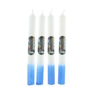 Set of 4 White and Blue Candles from the Apparition of Lourdes 2 x 19 cm - Candle and Decorative Candle - Christian Cult in Vegetable Wax