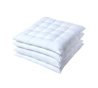 HOMESCAPES White Seat Pads for Dining Chair, Set of 4 100% Cotton Chair Pads with Straps, 40x40 cm