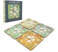 Set of 4 William Morris Golden Lily Floral Design Tea Coffee Cup Table Coasters