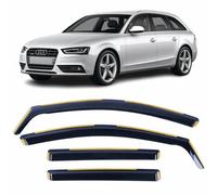Set Of 4 Wind Deflectors For AUDI A4 AVANT S4 RS4 5 DOOR ESTATE 2009 2010 2011 2012 2013 2014 2015 In-Channel Acrylic Side Window Visors-Smoke Tinted Sun & Rain Guards Reflectors