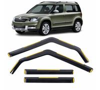 Set Of 4 Wind Deflectors For SKODA YETI SUV 2009 2010 2011 2012 2013 2014 2015 2016 2017 In-Channel Acrylic Side Window Visors-Smoke Tinted Sun & Rain Guards Reflectors.