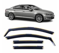 Set Of 4 Wind Deflectors For VW PASSAT B8 Saloon 2015 2016 2017 2018 2019 2020 2021 2022 In-Channel Acrylic Side Window Visors-Smoke Tinted Sun & Rain Guards Reflectors Fits Passat B8