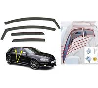 Set Of 4 Wind Deflectors IN-CHANNEL Type Compatible with AUDI A3 S3 RS3 SPORTBACK 5 door 2003 2004 2005 2006 2007 2008 2009 2010 2011 2012 2013 Acrylic Glass Side Visors Window Deflectors