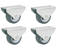 Set of 4 Wooden fixed - 30 x 14 mm Rubber Wheel Grey