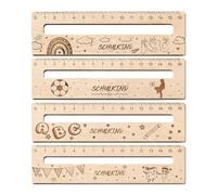 Set of 4 Wooden Rulers 16 cm - Ruler Primary School 1st Class Reading Aid
