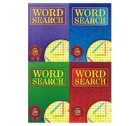 Set of 4 Word Search Puzzles A5 Pads Adults Brain Teaser Challenges Word Searches Large Text 120 Puzzles Per