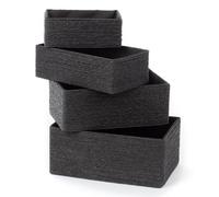 Set of 4 Woven Hamper Storage Baskets LIVIVO Black One Size