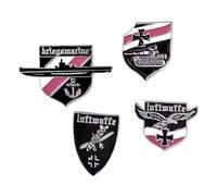 Set of 4 WW2 World War 2 German Air Force Luftwaffe Kriegsmarine Navy Tank Messerschmitt BF-109 1" Enamel Pin Badge