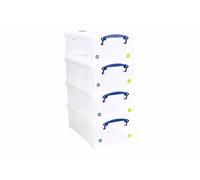 Really Useful Products Storage Box 12 litre A4-size Transparent – Set of 4