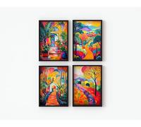 Set of 4 x A4 Size Prints, Matisse Wall Art Print, Abstract Wall Art, Wall Art Prints for Living Room, Bedroom, Kitchen, Bathroom Decor, Room Wall Decor Poster & Prints, (Print Only)