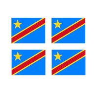 Set of 4 x Democratic Republic of The Congo Flag Iron on Screen Print for Fabric Machine Washable Transfer DRC Flag