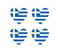 Set of 4 x Greece Flag Heart Iron on Transfer for Fabric Greek Team Support