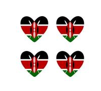 Set of 4 x Kenya Flag Heart Iron on Transfer for Fabric Kenyan Team Support