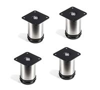 Set of 4 x SO-TECH® Furniture Plinth Furniture Leg "Jim" Cabinet Sofa Plinth Real Stainless Steel Ø 50 mm Height 80 mm