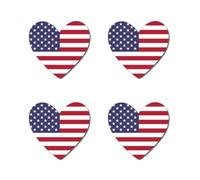 Set of 4 x USA Flag Heart Iron on Transfer for Fabric United States Team Support