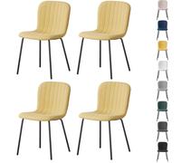 (SET OF 4, YELLOW) 2/4/6Pcs Fabric Dining Chair with Metal Legs Bella