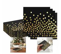Set of 40 Black Paper Napkins with Scattered Gold Foil Dot Pattern for Elegant Dinner Party Wedding Birthday Anniversary - Disposable Serviettes and Table Decorations for Adult Social Gatherings