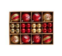 Set of 40 Red & Gold Shatterproof Christmas Tree Baubles with 2 Sizes Samuel Alexander Multi One Size