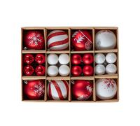 Set of 40 Red & White Shatterproof Christmas Tree Baubles with 2 Sizes Samuel Alexander Multi One Size