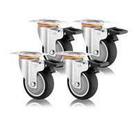Set of 47.6cm 10.2cm 12.7cm Swivel Casters with Double Locking Quiet Thermoplastic Rubber Wheels for Trolleys Furniture WorkbenchIndustrial Grade