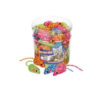Set of 48 cat toys with colorful thread-covered mice Nobby Pet