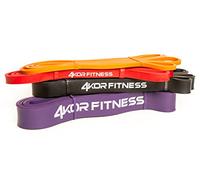 Set of 4KOR Fitness 41” Resistance Bands (Orange, Red, Black, Purple)