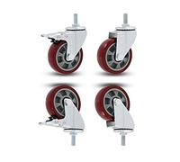 Set of 4Lockable Swivel Casters with Threaded Stem and Brake3Inch Furniture Wheels for Smooth Mobility & Stability (2 Brake+2 Universal 75mm)
