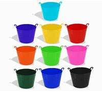 (Set of 5) 42L Litre Large Robust Flexi Tubs Multipurpose Flexible Rubber Storage Container Buckets Garden Trugs Laundry Basket Polyethylene Flex Tub For Home Gardening Toys -Made in UK (Random)
