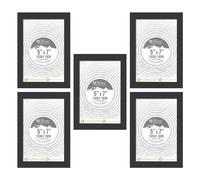 (Set of 5) 5x7 Inch Black Picture Frames Photo Frame Set MDF Wood With Styrene Glass Front Photo Frames Display Frames Art Print Poster Frame Wall-Mountable & Freestanding For Home Office Schools