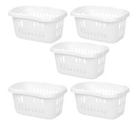 Set Of 5-60 Litre Ice White Hipster Laundry Basket High Grade Plastic Washing Clothes Linen Storage Bin Tidy Household