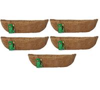 Set Of 5 61cm Pre Moulded Natural Wall Trough Plant Basket Coco Liner 24 Inch
