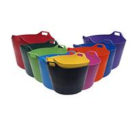 (Set of 5) - 75L Litre Extra Large Flexi Tubs Multipurpose Flexible Rubber Storage Container Buckets Garden Trugs Laundry Basket Polyethylene Flex Tub For Home Gardening Toys -Made in UK (Random)
