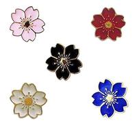 Set of 5 Adorable Sakura Brooches | Cherry Blossom Pins for Coats, Collars, Bags | Stylish Accessories for Women, Men, Boys, and Girls