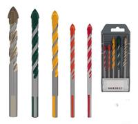 Set of 5 Alloy Drill Bits with Double Flute Structure for Effective Material Removal When Drilling For Tile Concrete and Brick