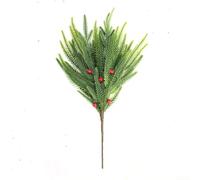 Set of 5 Artificial Pine Branches for Christmas, 45cm Faux Greenery Pine Picks Suitable for Holiday Decoration, Wreaths and Table Displays (Pine red fruit)