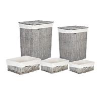Set of 5 Willow Baskets White ELLA