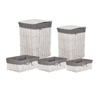 Set of 5 Baskets ELLA Willow Wood White 50/86 L